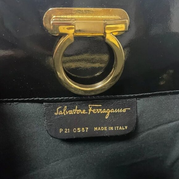 Salvatore Ferragamo Gancini  Shoulder Bag Black Leather - Picture 7 of 9